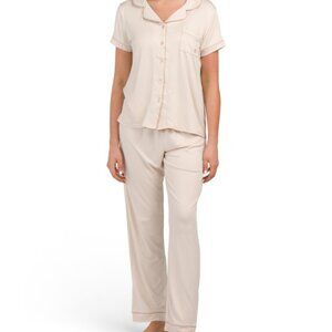 BORN Tan 3 Piece Pajama Top Shorts And Pants Set Women’s Size Large